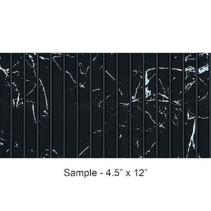 Take Home Sample - Mini Tambour Slats 5/16 in. x 1 ft. x 0.375 ft. Black Marble Glue-Up Foam Wood Slat Walls (1-Piece)