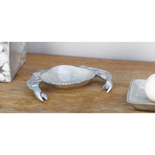 Litton Lane Silver Crab Decorative Serving Bowl with Enamel Interior (Set of 3)