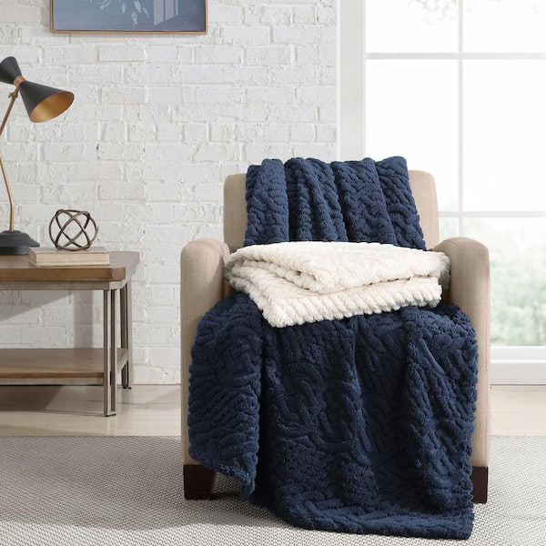 TENTIAL BAKUNE BLANKET 130×70cm Navy Bluff Plaid Navy Throw Blanket | Nautica