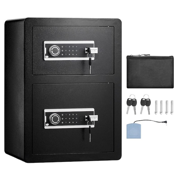 Safe Box, 3.5 cu. ft. Safe Lock Box with Fireproof Bag and 2 Height Adjustable and Removable Divider for Money, Black