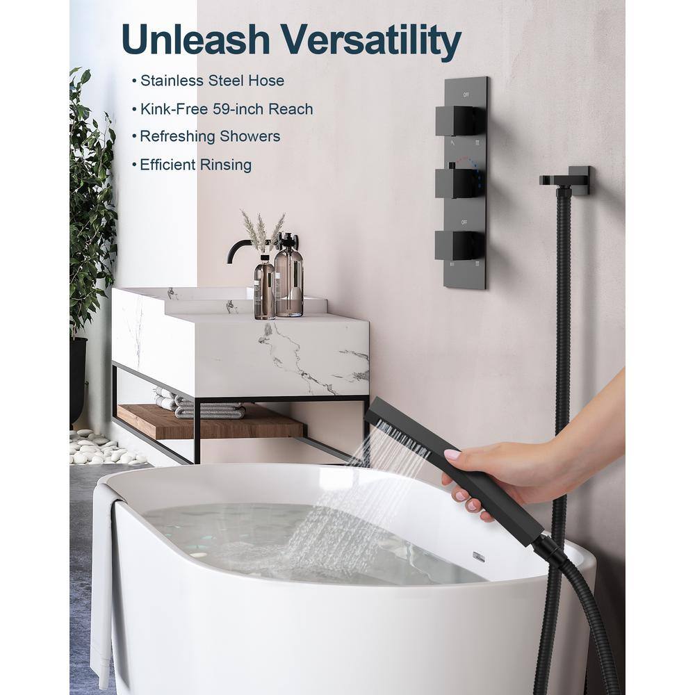 Matte Black Dual Shower Head System with Handheld and Jets