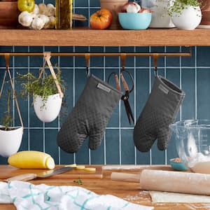 Asteroid Silicone Grip Charcoal Grey Oven Mitt Set (2-Pack)