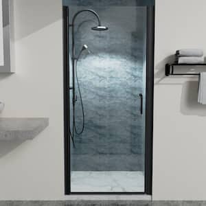 34 in. W x 72 in. H Sliding Semi-Frameless Shower Door in Matte Black with Clear Glass