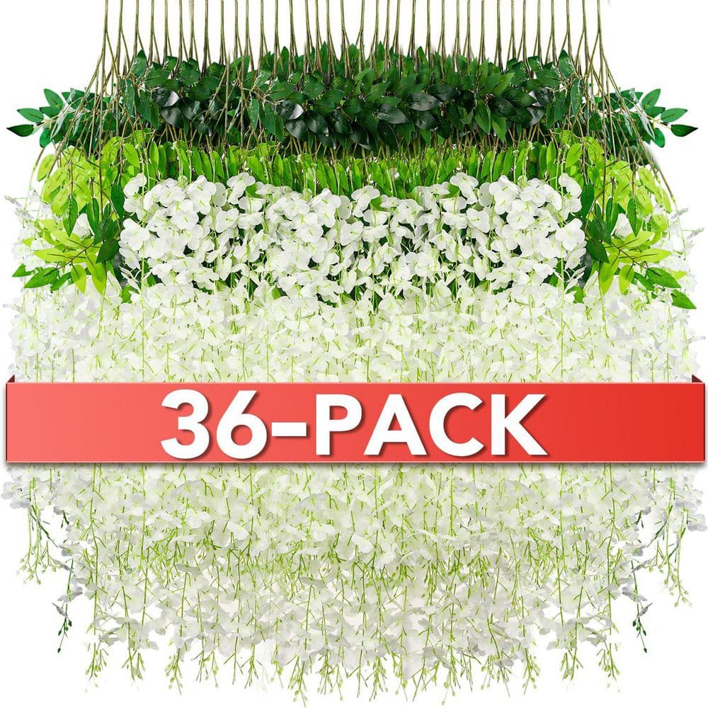 4.33 in. H White Artificial Wisteria Hanging Flowers for Indoor Outdoor Decor price history on PriceWatchPro