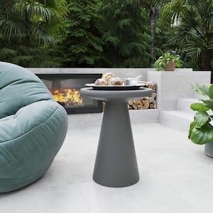 16 in. Mgo Concrete Mushroom-shaped Outdoor Side Table in Dark Gary