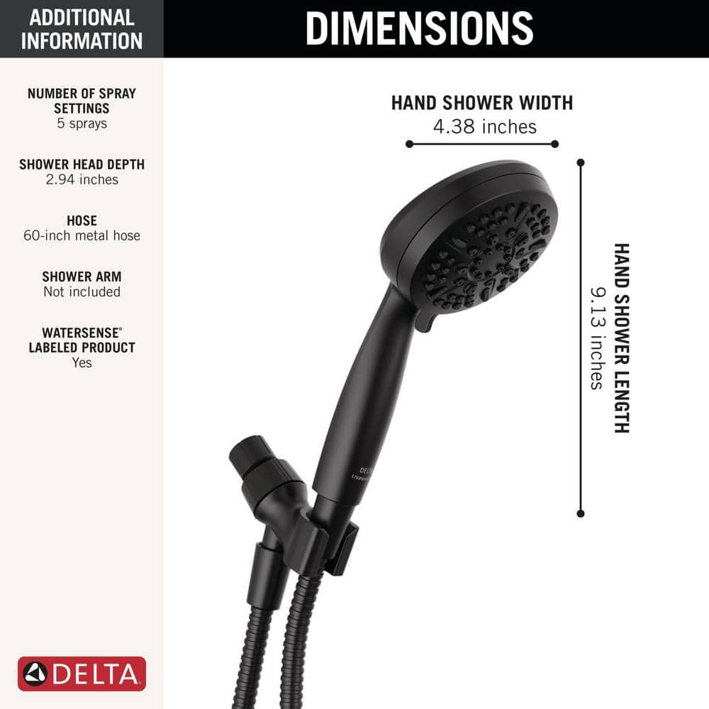 Matte Black Adjustable Handheld Multi-Head Shower System