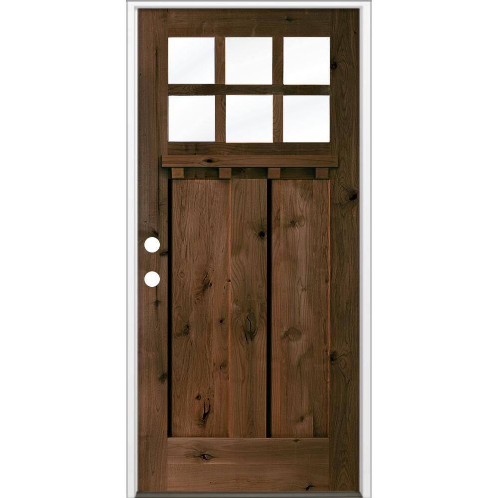 36 in. x 80 in. Knotty Alder Right-Hand/Inswing 6-Lite Beveled Clear Glass Espresso Stain Wood Prehung Front Door w/DS price history on PriceWatchPro