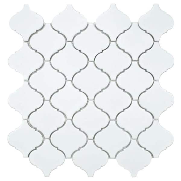 Merola Tile Lantern Matte White 12-1/2 in. x 12-1/2 in. x 5 mm Porcelain Mosaic Floor and Wall Tile (11 sq. ft. /case)-DISCONTINUED