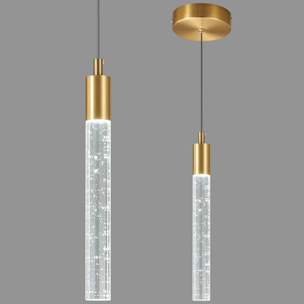 Home Lighting 6-Watt 1-Light Gold Modern Dimmable Integrated LED Mini Crystal Pendant Light for Ktichen Bedroom, 1-Pack
