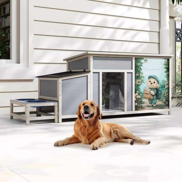Large Dog House Outdoor Insulated Dog Kennel with Insulated Liner