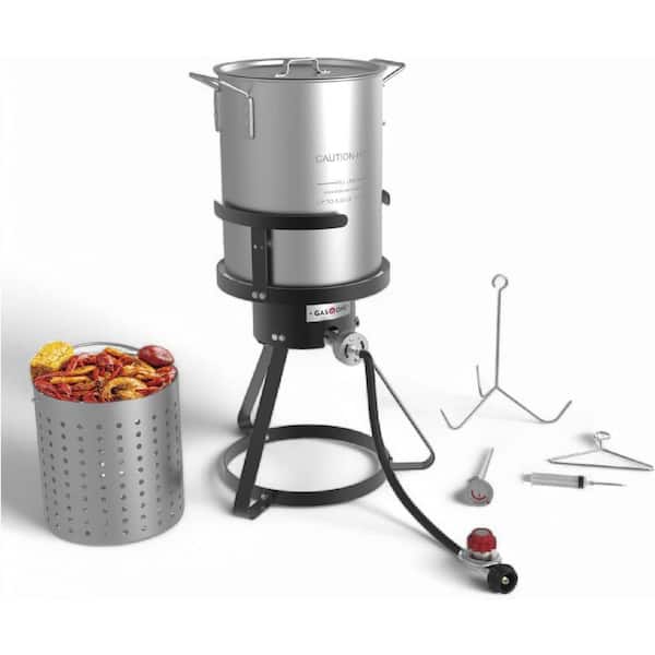 GASONE Propane-Burner Cooker with Steamer Pot and Adjustable Regulator Side Burner Kit
