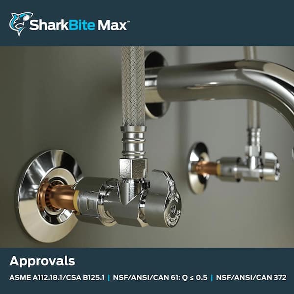 SharkBite Brass 1/2-in Push-to-Connect x 3/8-in OD Compression Quarter Turn Angle Valve SharkBite Brass 1/2-in Push-to-Connect x 3/8-in OD Compression Quarter Turn Angle Valve