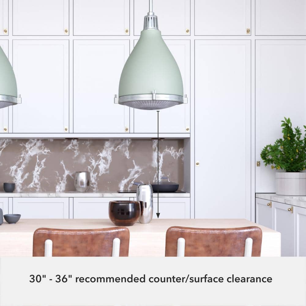 Soft Sage Brushed Nickel 16'' LED Glass Pendant Light
