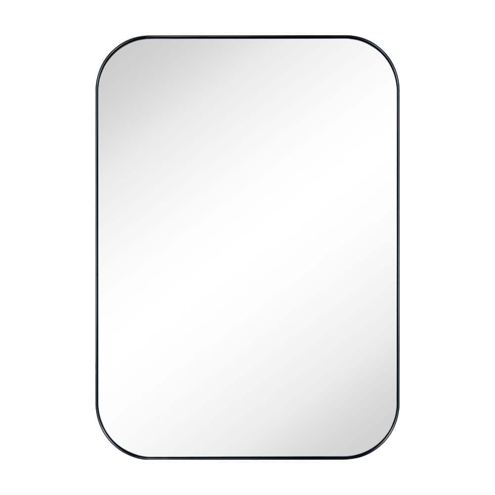 Matt Black Stainless Steel Rectangular Medicine Cabinet with Mirror, 22'' x 30''