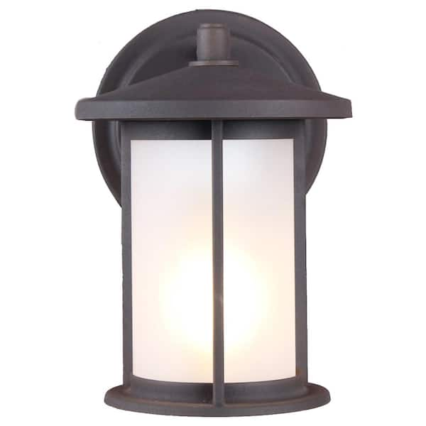 DSI 1-Light Weathered Bronze Frosted Glass Outdoor Wall Lantern