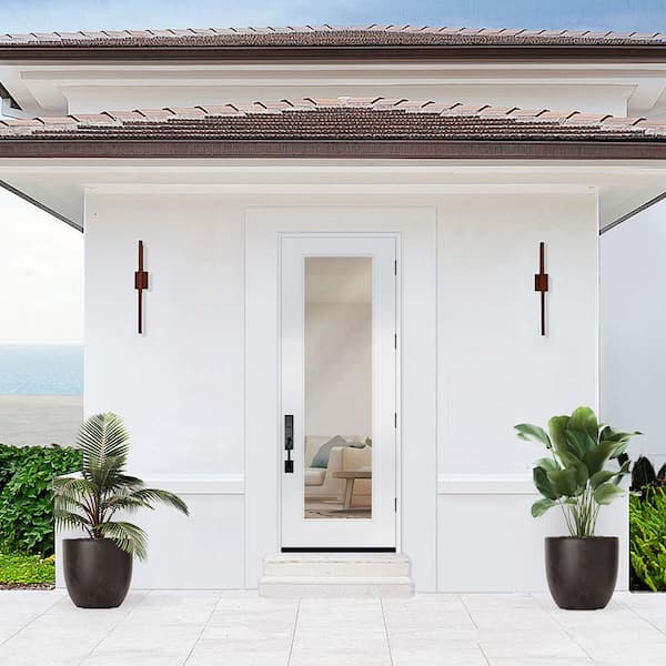 Palisade 32 in. x 96 in. FullLite Clear Impact Glass LHOS Primed Fiberglass Prehung Front Door with 6-9/16 Frame