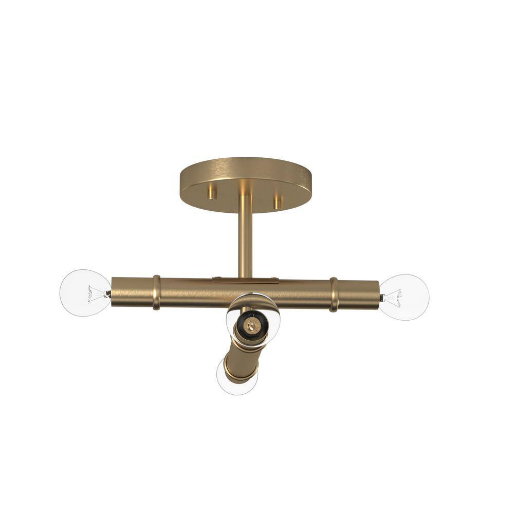 Emmett Mid-Century Modern 12" Semi-Flush Mount in Old Satin Brass