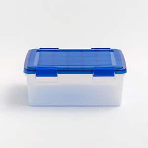 7.5 Gal. WeatherPro Clear Plastic Storage Box with Blue Lid (4-Pack)