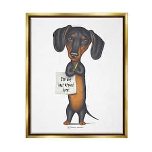 Dachshund 'I'm The Boss' Fun Family Pet Phrase by Danny Gordan Floater Frame Animal Wall Art Print 21 in. x 17 in.