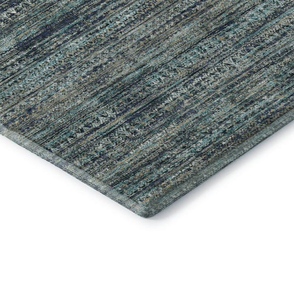 Mayfield Premium Machine Washable Abstract AMF1971 Teal 3 ft. x 4 ft. Area Rug