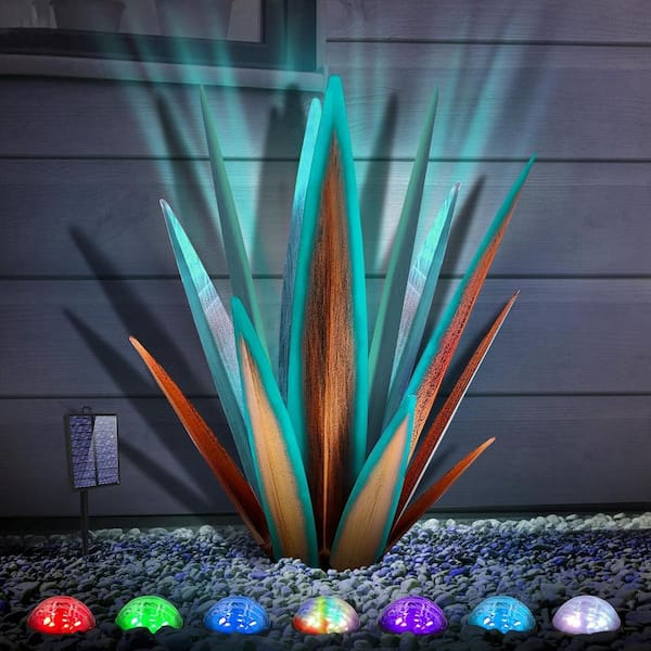 00782230382384 Large Blue-L Solar Light Rustic Metal Agave 00782230382384 Large Blue-L Solar Light Rustic Metal Agave