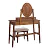 Linon Home Decor Vera Walnut Finished Wood Vanity with Padded Upholstered  Stool THD01831 - The Home Depot