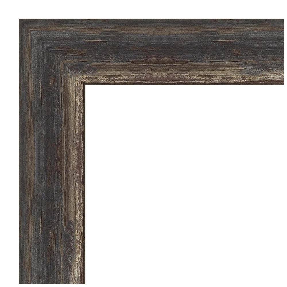 Rustic Charcoal Wood Framed Rectangular Bathroom Vanity Mirror