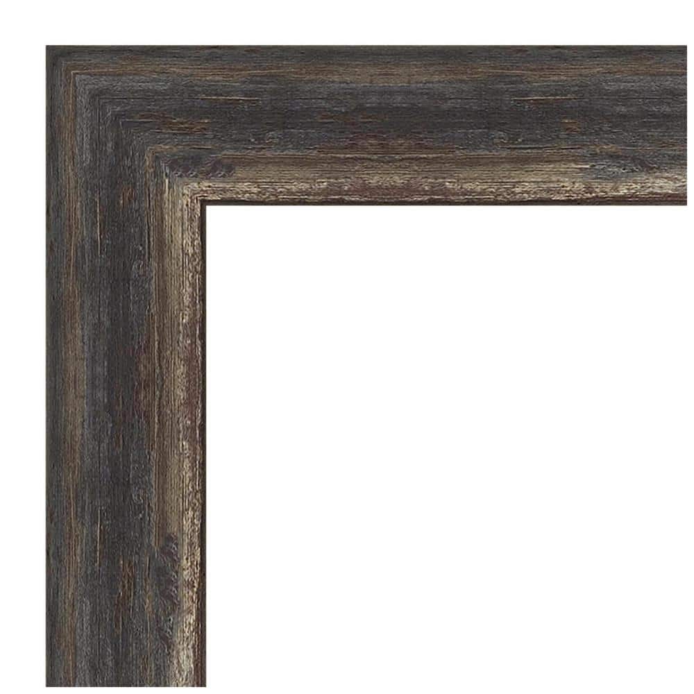 Amanti Art Beveled Bathroom Wall Mirror - Bark Rustic Char Frame Bark Rustic Char Narrow Outer Size: 21 x 27 in Silver, Brown, Black
