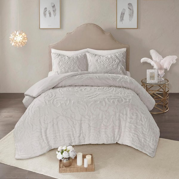 Madison Park Virginia 3-Piece Grey Cotton King/Cal King Comforter Set