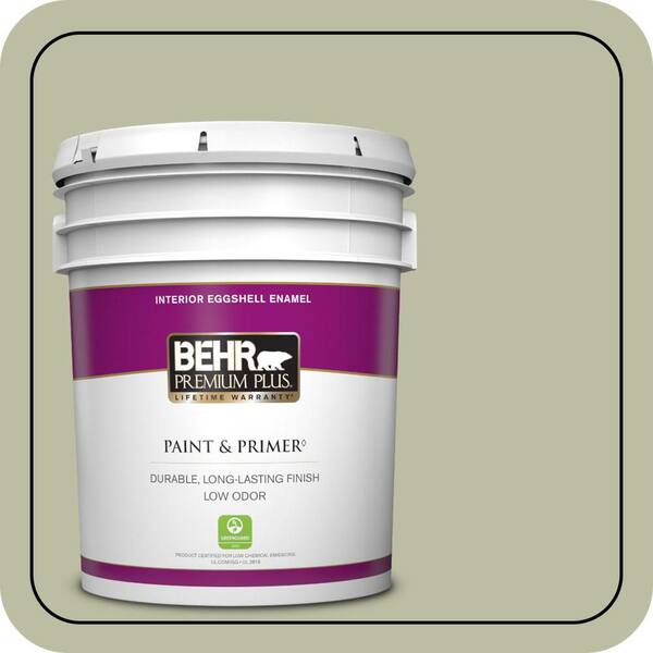 BEHR PREMIUM PLUS 5 gal. #ICC-57 Dried Thyme Eggshell Enamel Low Odor Interior Paint & Primer