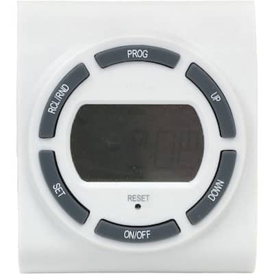 15 Amp 7-Day Indoor Plug-In Digital Timer with 2-Grounded Outlets, White