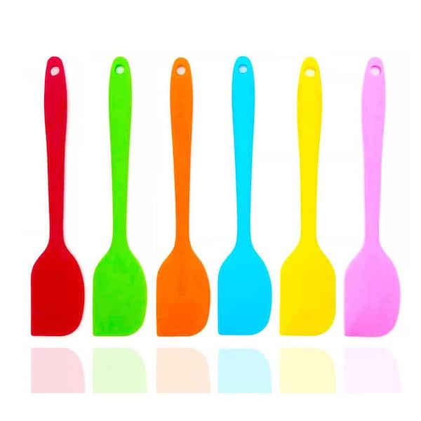 Small Silicone Spatulas 8.3 in. Heat Resistant Non-Stick Flexible Baking Mixing Scraper Tool with Hanging Hole 6-Pieces
