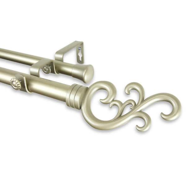 Rod Desyne Madeline 160 in. - 240 in. Adjustable 1 in. Dia Double Curtain Rod in Light Gold