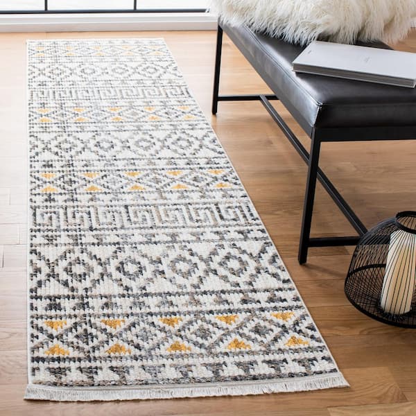 Sedona 2 ft. x 7 ft. Ivory/Charcoal Striped Geometric Runner Rug
