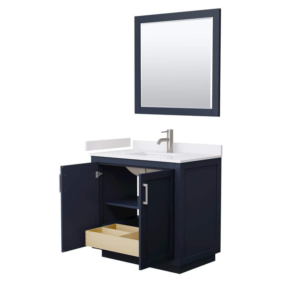 Miranda 36'' Dark Blue Single Bathroom Vanity with White Cultured Marble Top