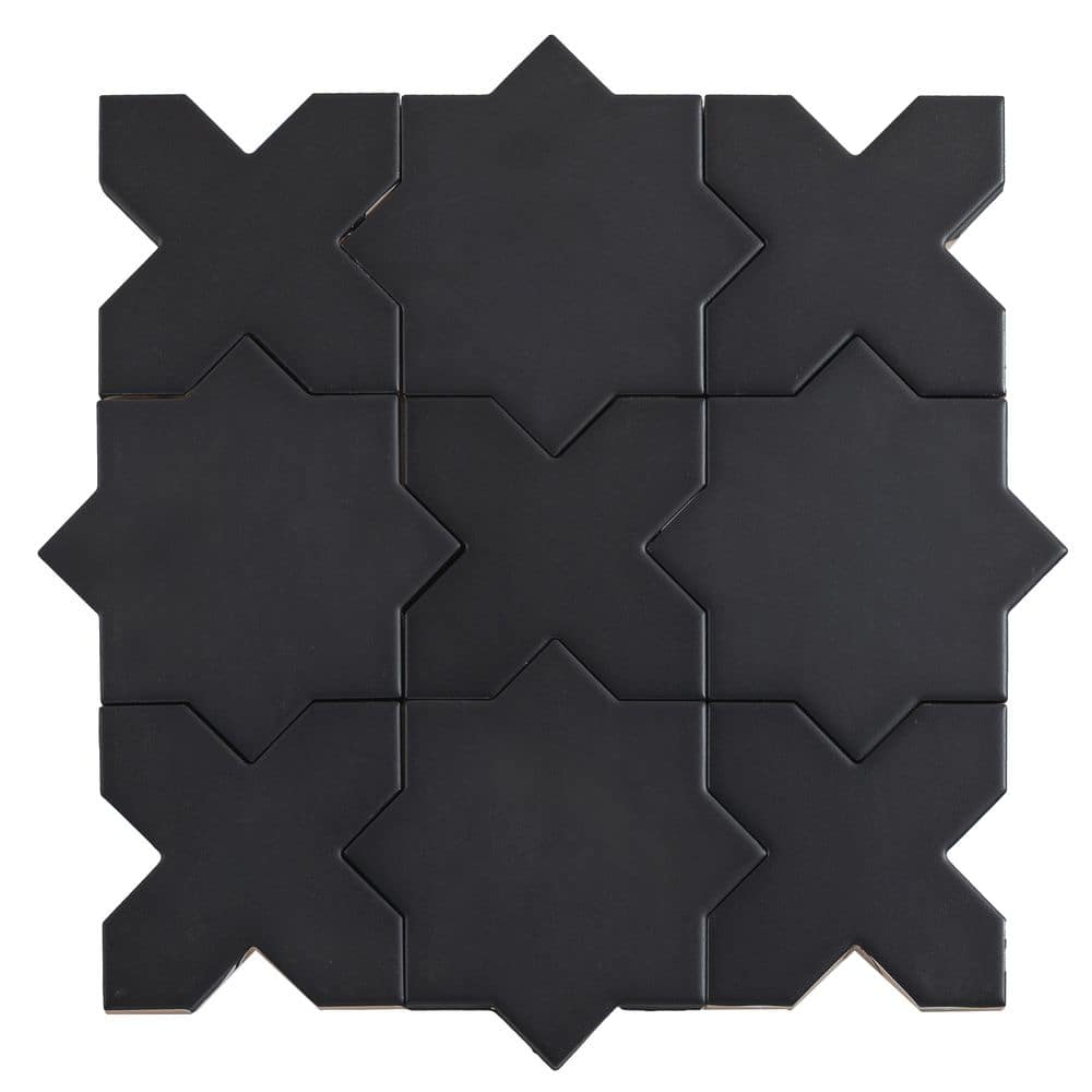 Siena 5.4 in. x 5.4 in. Charcoal Black Star with Cross Matte Ceramic Wall and Floor Tile (10.76 sq. ft./case, 54 Pack) price history on PriceWatchPro