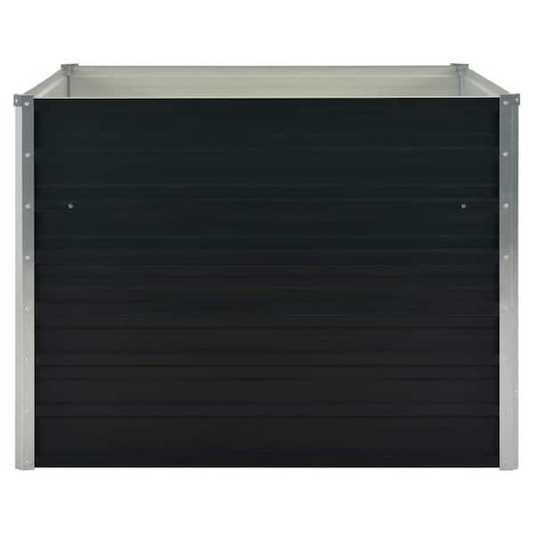 TIRAMISUBEST 39.4 in. W x 39.4 in. D x 30.3 in. H Anthracite Steel Garden Raised Bed