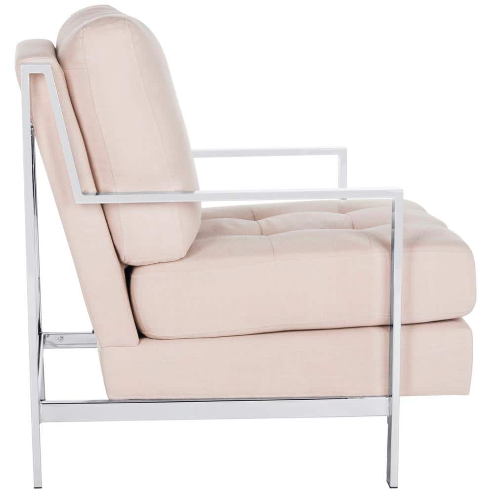 Elegant Beige Velvet & Wood Transitional Accent Arm Chair
