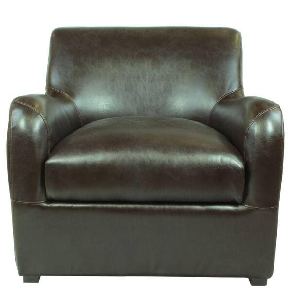 Elegant Home Fashions 29 in. W x 30.5 in. D x 30 in. H Dark Espresso Edward Bonded Leather Accent Chair-DISCONTINUED