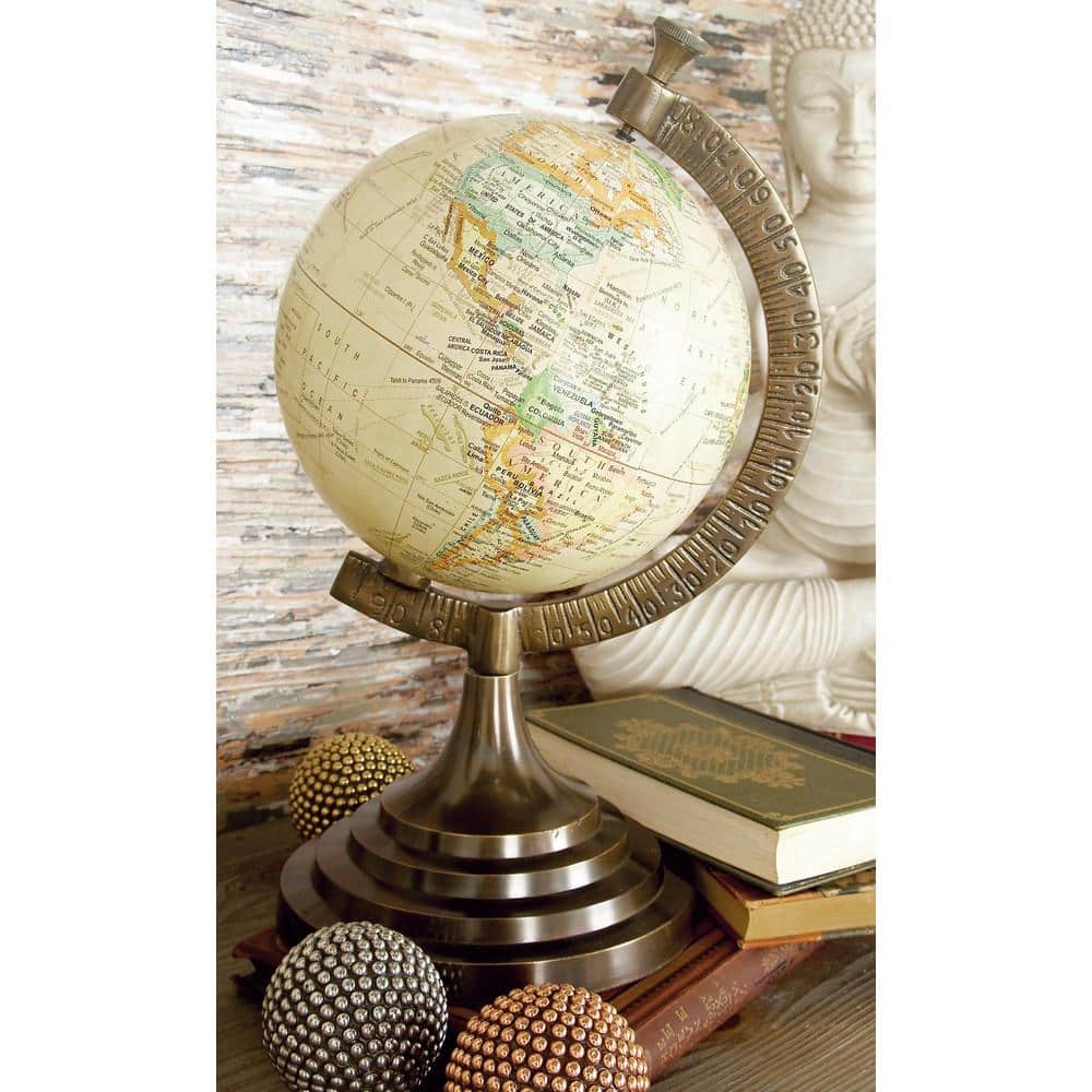 Vintage Explorer 15" Aluminum Globe with Colorful Map