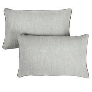 Sunbrella Granite Grey Rectangular Outdoor Corded Lumbar Pillows (2-Pack)