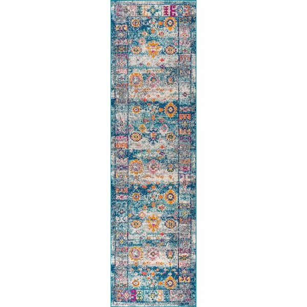 Bohemian FLAIR Boho Vintage Faded Navy/Cream 2 ft. 3 in. x 8 ft. Runner Rug