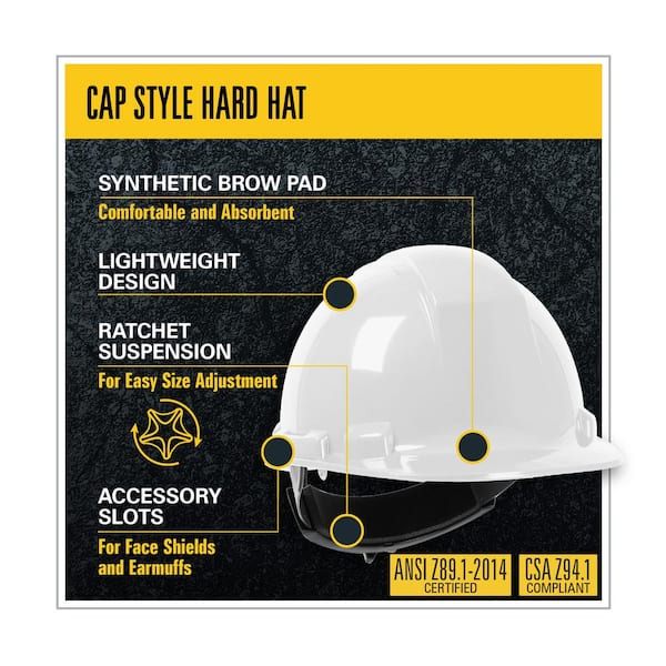 Protective Hard Hat Construction Work Equipment Safety Helmet Adjustable Ratchet 