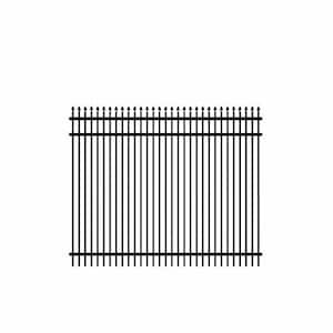 New Hope 5 ft. x 6 ft. Black Heavy-Duty Aluminum Pre-Assembled Double Picket Fence Panel