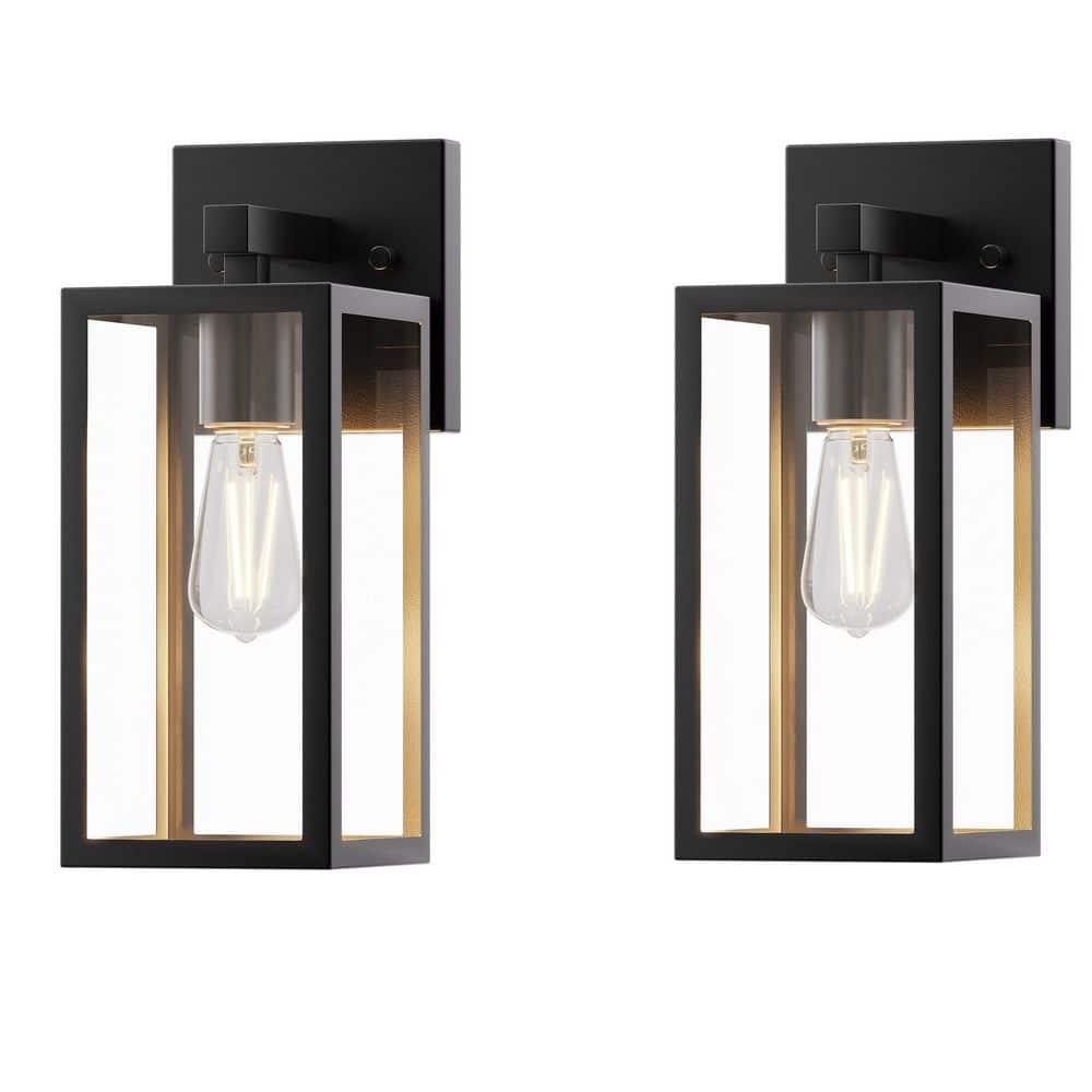2 Pack 2 Light Outdoor Wall Sconce Weatherproof Black Lantern with Light Sensor, Dusk to Dawn, E12, No Bulbs Included price history on PriceWatchPro