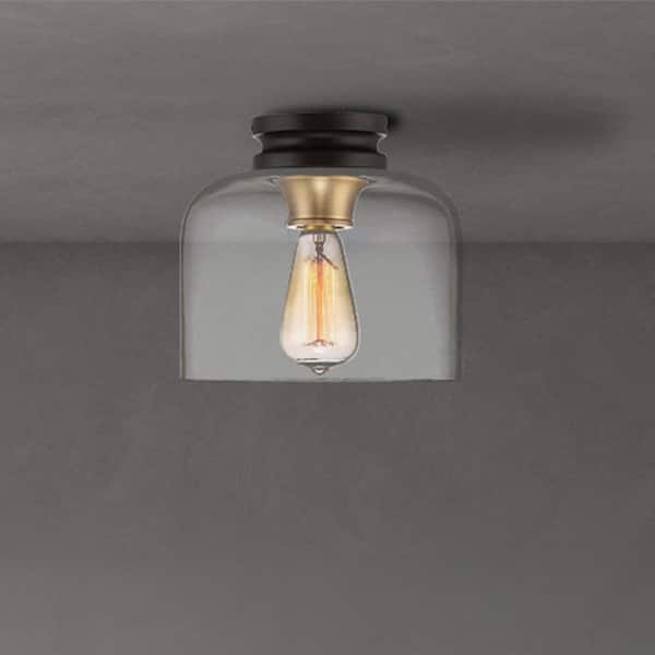Ezra 9 in. Transitional Vintage Bronze Medium-Base (E26) Bulb Flush Mount for Kitchens