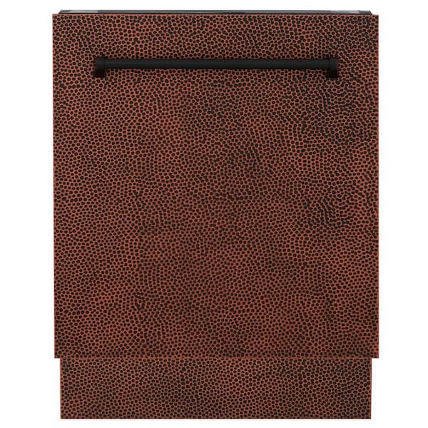 ZLINE Kitchen and Bath Tallac Series 24 in. Top Control 8-Cycle Tall Tub Dishwasher with 3rd Rack in Hand Hammered Copper