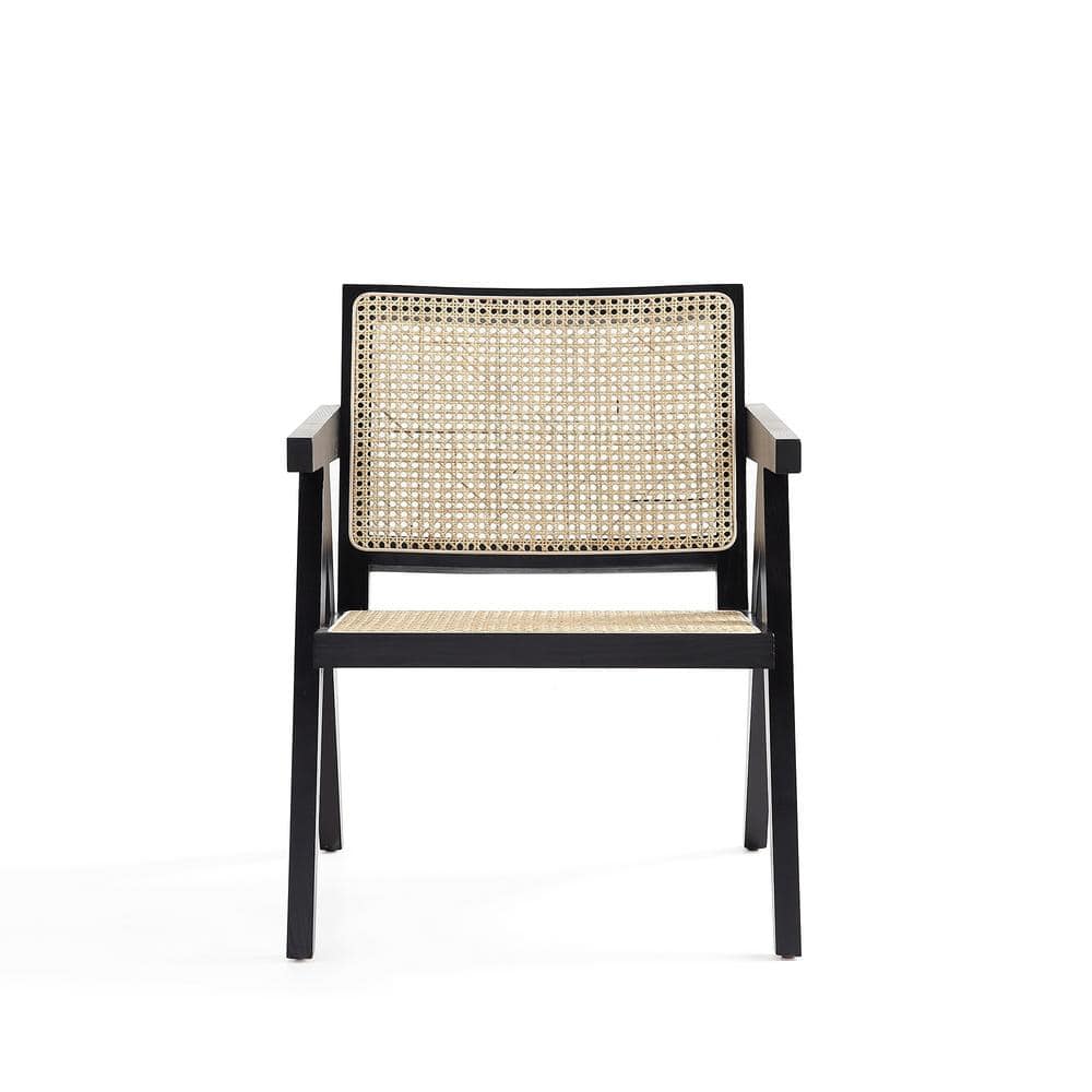 Hamlet Black and Natural Cane Wood Accent Armchair