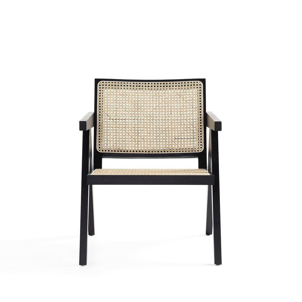 Hamlet Black and Natural Cane Wood Accent Armchair