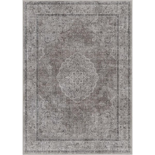Well Woven Gray 3 ft. 11 in. x 5 ft. 3 in. Asha Odette Vintage Persian Oriental Area Rug